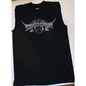 Vtg 05 Harley Davidson T-shirt Sz L Adult Sleeveless Wolverine Harley Clinton MI